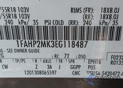 2014 Ford Police Interceptor из США, поврежденный, VIN 1FAHP2MK3EG118487